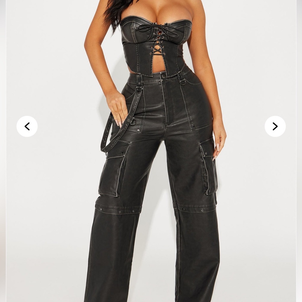 Faux Leather Pant Set